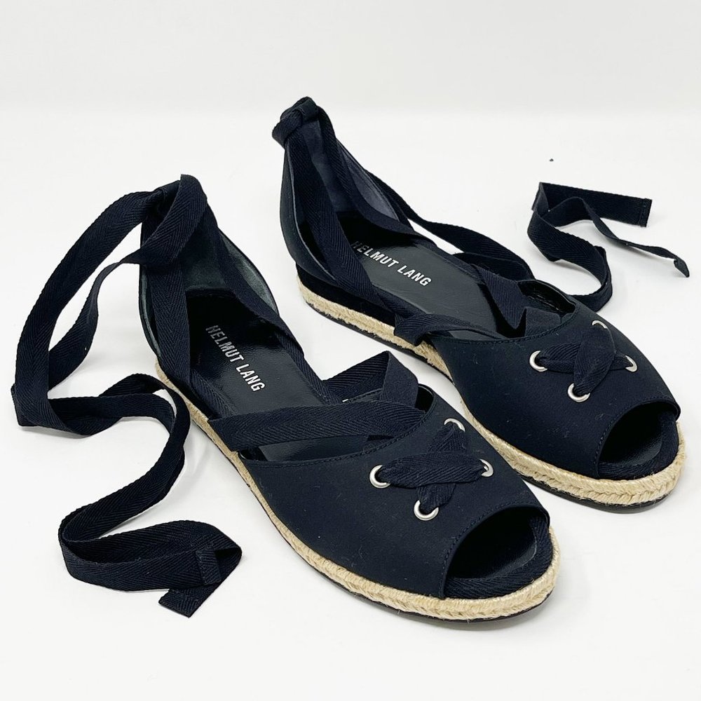 HELMUT LANG Black Lace Up Espadrille  *BRAND NEW*